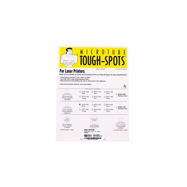Tough-Spots, Laser, 1/2", White, 3840/pk, 3840PK